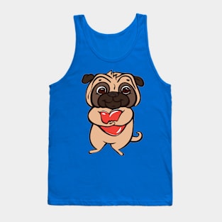 Pug red heart Tank Top